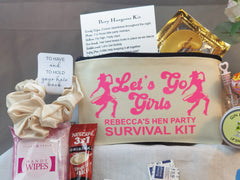 Personalised Party Hangover Kit | Lets Go Girls | Pre-filled Survival | Hen do | Birthday | Zip Pouch Favour | Wedding | Bride | Bachelorette