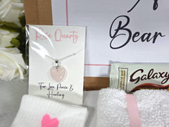 Bear Hug Care Package: Rose Quartz Necklace, Cozy Socks & Self-Care