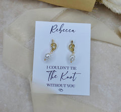 Personalised Bridesmaid Earrings | Knot Pearl Earrings | Bridesmaid Gift | Custom Bridal Jewelry | Wedding Proposal | Wedding Accessory Card