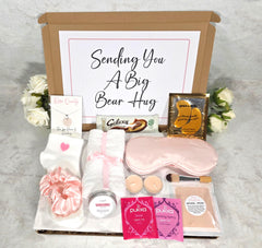Bear Hug Care Package: Rose Quartz Necklace, Cozy Socks & Self-Care