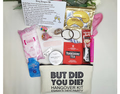 Personalised Hangover Kit | But Did We Die Kit | Prefilled Survival Kit | Hen do | Pouch Favour | Wedding | Bride | Bachelorette | Party