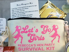 Personalised Party Hangover Kit | Lets Go Girls | Pre-filled Survival | Hen do | Birthday | Zip Pouch Favour | Wedding | Bride | Bachelorette